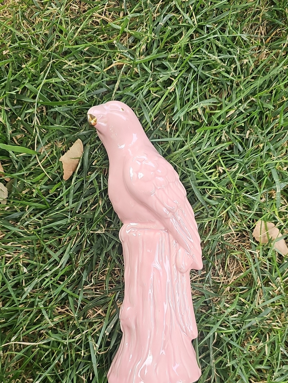 Hobby Lobby Glossy Pink Ceramic Bird with Gold Beak Accent